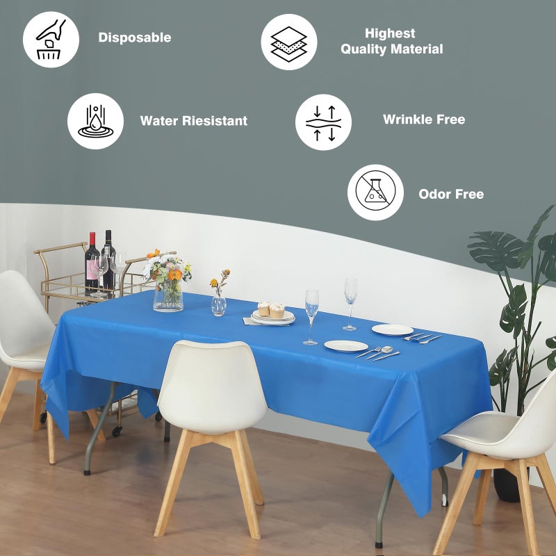 EVER SHINE Evershine (12-Pack) Heavy Duty Plastic Table Covers Tablecloth (Reusable) (Rectangle 54" X 108", Royal Blue) - Image 2